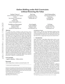 Online Bidding under RoS Constraints without Knowing the Value