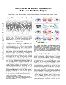 Label-Efficient LiDAR Semantic Segmentation with 2D-3D Vision Transformer Adapters