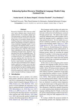 Enhancing Spoken Discourse Modeling in Language Models Using Gestural Cues