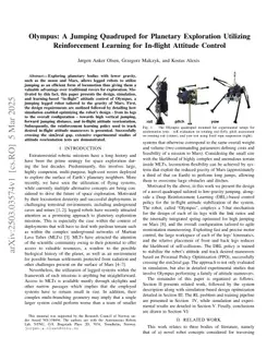 Olympus: A Jumping Quadruped for Planetary Exploration Utilizing Reinforcement Learning for In-Flight Attitude Control