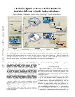 A Generative System for Robot-to-Human Handovers: from Intent Inference to Spatial Configuration Imagery