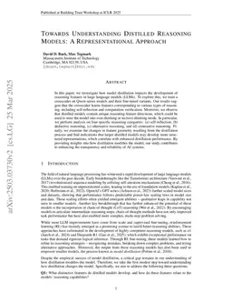 Towards Understanding Distilled Reasoning Models: A Representational Approach