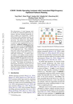 CHOP: Mobile Operating Assistant with Constrained High-frequency Optimized Subtask Planning