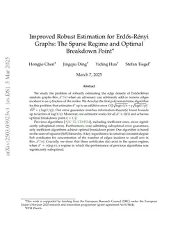 Improved Robust Estimation for Erdős-Rényi Graphs: The Sparse Regime and Optimal Breakdown Point