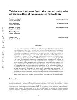 Training neural networks faster with minimal tuning using pre-computed lists of hyperparameters for NAdamW
