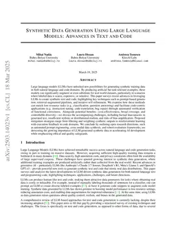 Synthetic Data Generation Using Large Language Models: Advances in Text and Code