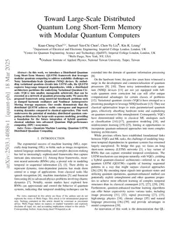 Toward Large-Scale Distributed Quantum Long Short-Term Memory with Modular Quantum Computers