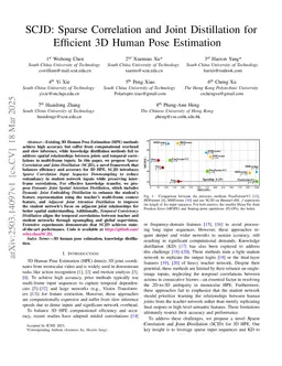 SCJD: Sparse Correlation and Joint Distillation for Efficient 3D Human Pose Estimation
