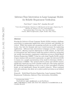 Inference-Time Intervention in Large Language Models for Reliable Requirement Verification