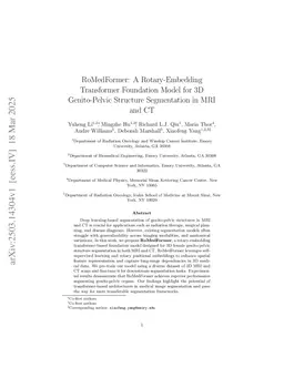 RoMedFormer: A Rotary-Embedding Transformer Foundation Model for 3D Genito-Pelvic Structure Segmentation in MRI and CT
