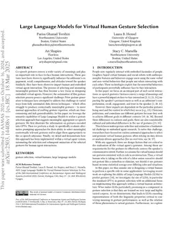 Large Language Models for Virtual Human Gesture Selection