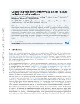 Calibrating Verbal Uncertainty as a Linear Feature to Reduce Hallucinations