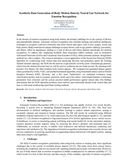 Synthetic Data Generation of Body Motion Data by Neural Gas Network for Emotion Recognition