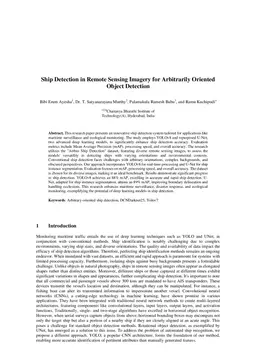 Ship Detection in Remote Sensing Imagery for Arbitrarily Oriented Object Detection