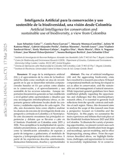 Inteligencia Artificial para la conservación y uso sostenible de la biodiversidad, una visión desde Colombia (Artificial Intelligence for conservation and sustainable use of biodiversity, a view from Colombia)