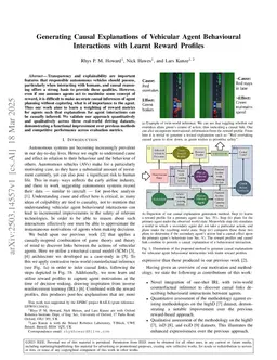 Generating Causal Explanations of Vehicular Agent Behavioural Interactions with Learnt Reward Profiles