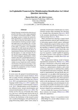 An Explainable Framework for Misinformation Identification via Critical Question Answering