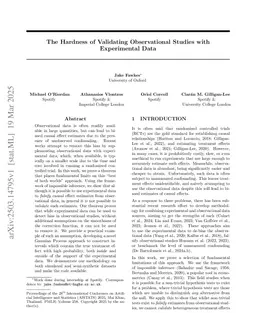 The Hardness of Validating Observational Studies with Experimental Data