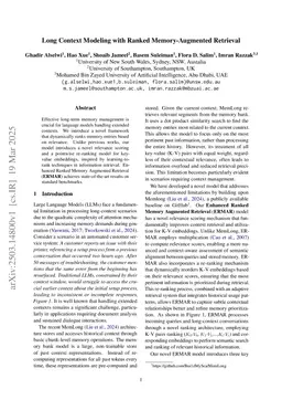Long Context Modeling with Ranked Memory-Augmented Retrieval