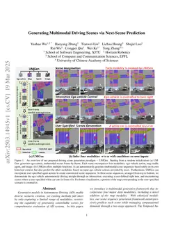 Generating Multimodal Driving Scenes via Next-Scene Prediction