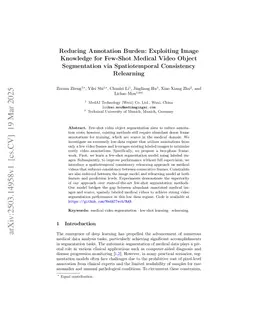 Reducing Annotation Burden: Exploiting Image Knowledge for Few-Shot Medical Video Object Segmentation via Spatiotemporal Consistency Relearning