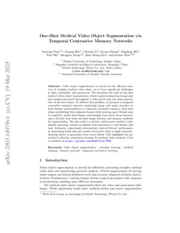 One-Shot Medical Video Object Segmentation via Temporal Contrastive Memory Networks