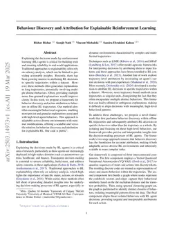 Behaviour Discovery and Attribution for Explainable Reinforcement Learning