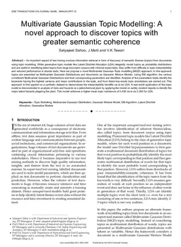 Multivariate Gaussian Topic Modelling: A novel approach to discover topics with greater semantic coherence