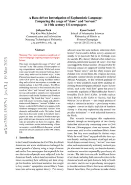 A Data-driven Investigation of Euphemistic Language: Comparing the usage of "slave" and "servant" in 19th century US newspapers