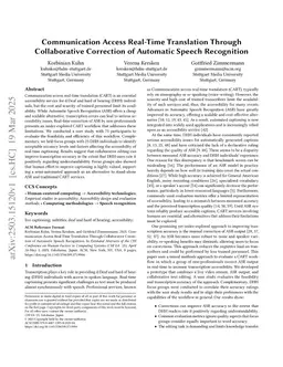 Communication Access Real-Time Translation Through Collaborative Correction of Automatic Speech Recognition