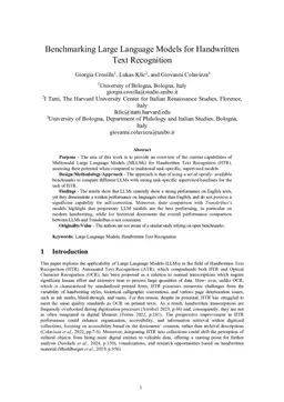 Benchmarking Large Language Models for Handwritten Text Recognition