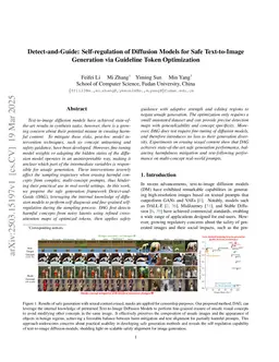 Detect-and-Guide: Self-regulation of Diffusion Models for Safe Text-to-Image Generation via Guideline Token Optimization