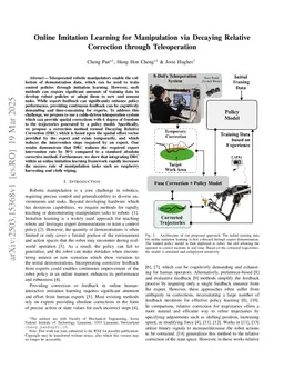 Online Imitation Learning for Manipulation via Decaying Relative Correction through Teleoperation