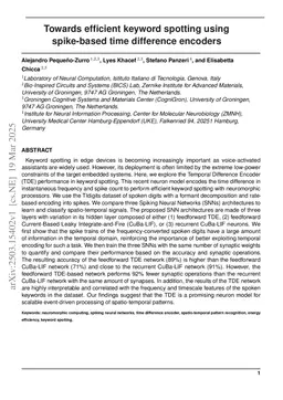 Towards efficient keyword spotting using spike-based time difference encoders