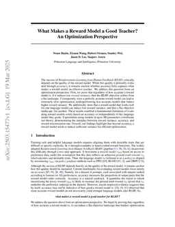 What Makes a Reward Model a Good Teacher? An Optimization Perspective
