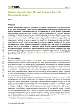 Cosmos-Reason1: From Physical Common Sense To Embodied Reasoning