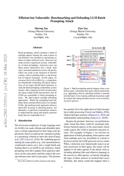 Efficient but Vulnerable: Benchmarking and Defending LLM Batch Prompting Attack