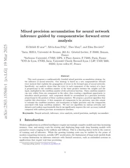 Mixed precision accumulation for neural network inference guided by componentwise forward error analysis