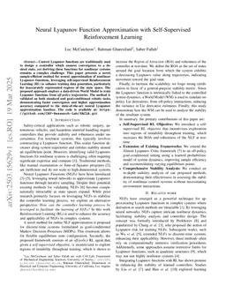 Neural Lyapunov Function Approximation with Self-Supervised Reinforcement Learning