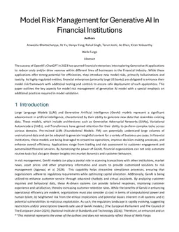 Model Risk Management for Generative AI In Financial Institutions