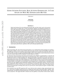 Good Actions Succeed, Bad Actions Generalize: A Case Study on Why RL Generalizes Better