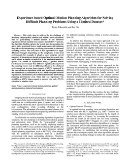 Experience-based Optimal Motion Planning Algorithm for Solving Difficult Planning Problems Using a Limited Dataset