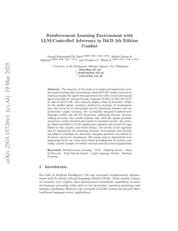 Reinforcement Learning Environment with LLM-Controlled Adversary in D&D 5th Edition Combat
