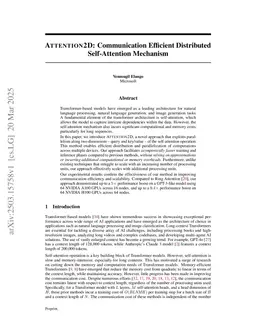 ATTENTION2D: Communication Efficient Distributed Self-Attention Mechanism