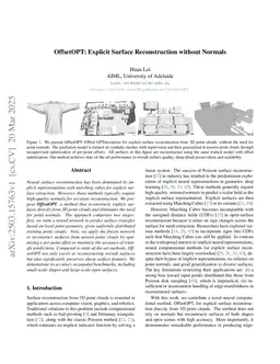 OffsetOPT: Explicit Surface Reconstruction without Normals