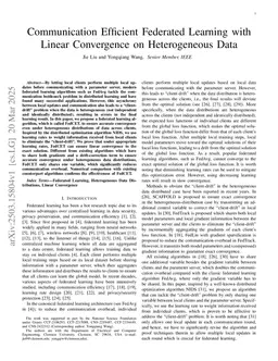 Communication Efficient Federated Learning with Linear Convergence on Heterogeneous Data