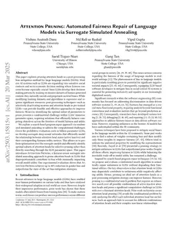 Attention Pruning: Automated Fairness Repair of Language Models via Surrogate Simulated Annealing