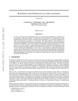 Ranking Counterfactual Explanations