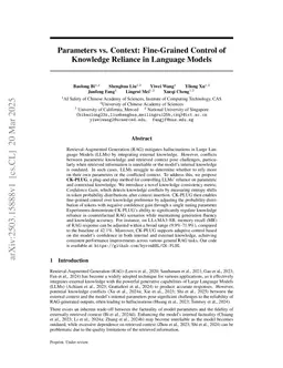 Parameters vs. Context: Fine-Grained Control of Knowledge Reliance in Language Models