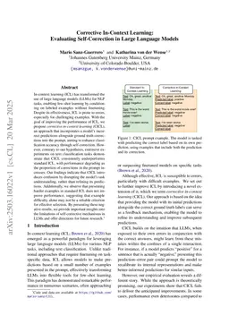 Corrective In-Context Learning: Evaluating Self-Correction in Large Language Models